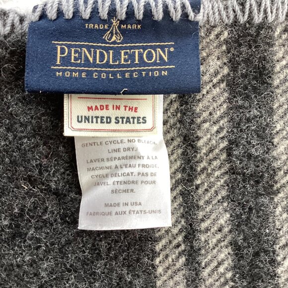 PENDLETON Eco-Wise Wool Throw Blanket  | Irving Charcoal 58x48 Washable - Picture 4 of 11